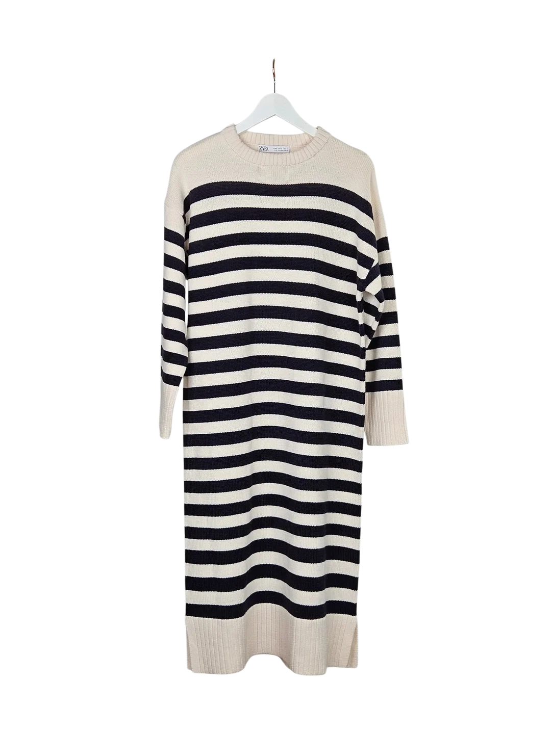 ZARA Damen Maxikleid, creme/marine - Gr. S  – Bild 1