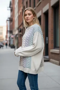 Carlo Colucci Vintage Herren Pullover, grau/beige - Gr. XXL - Made in Germany - Bild 5