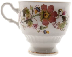 Royal Kent Bone China Tassen & Untertassen – Blumenmotiv mit Goldrand, 6-teilig - Bild 2