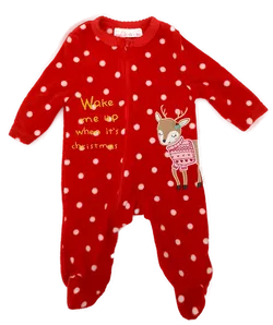 So Cute Baby Weihnachtsoverall rot gepunktet Gr. 56  - Bild 1