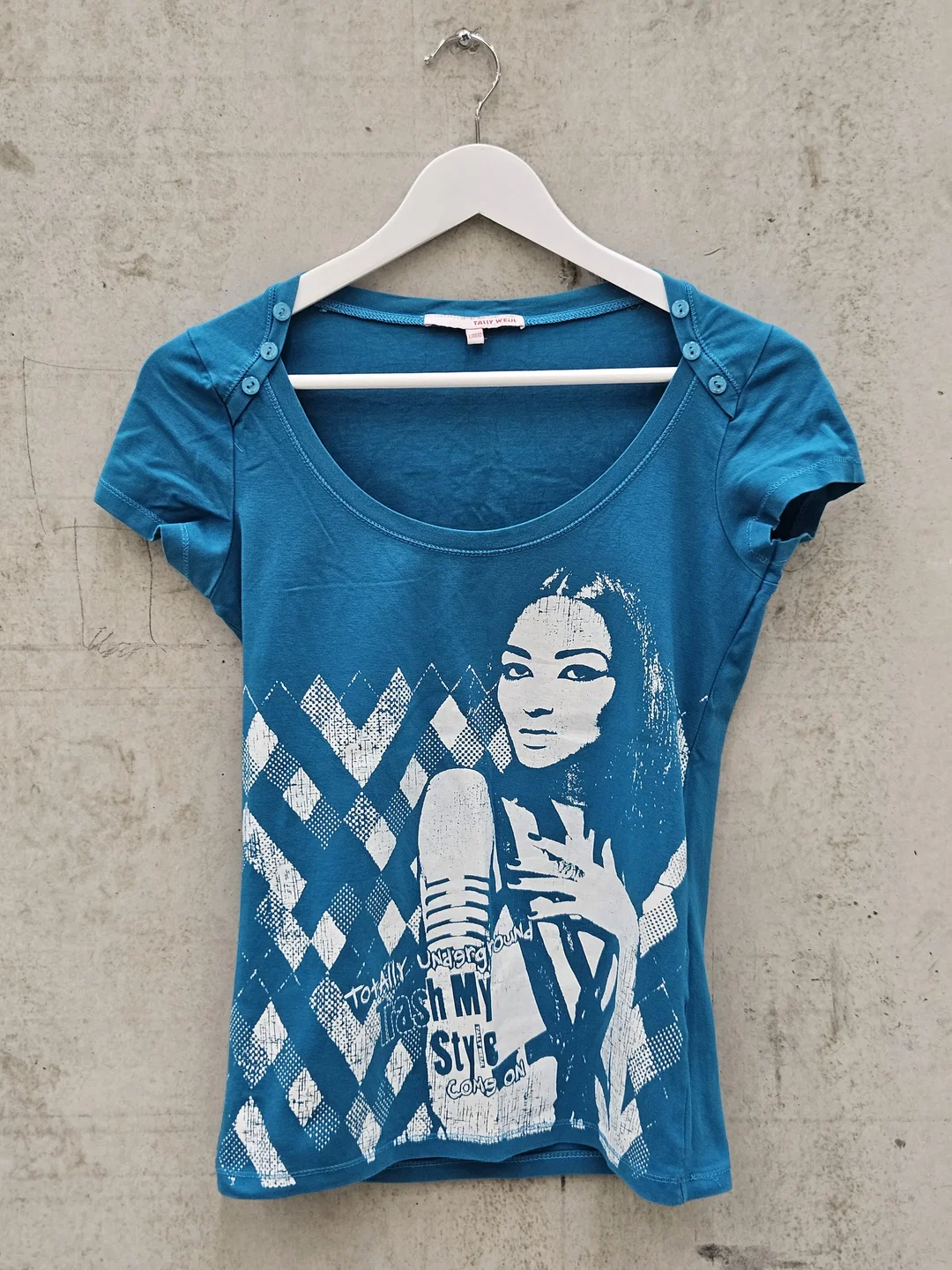 TALLY WEIJL Damen T-Shirt, blau - Gr. L – Bild 1