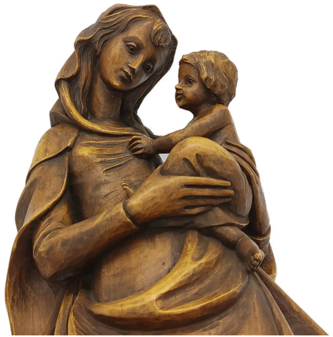 Heiligenfigur Muttergottes mit Jesus im Stil des 18. Jh. (Oberammergau), Holz, Höhe ca 68cm – Bild 8