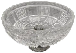 Alte Glasschüssel mit Metallfuß - Bild 2