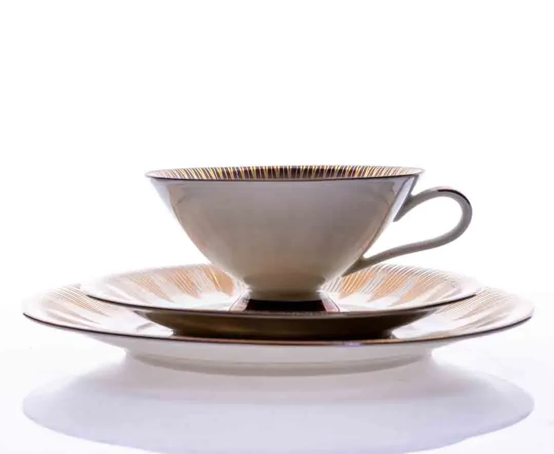 BAVARIA SCHIRNDING 3-teiliges Porzellanset mit 2 Tellern und 1 Tasse in weiß-gold - Bild 4