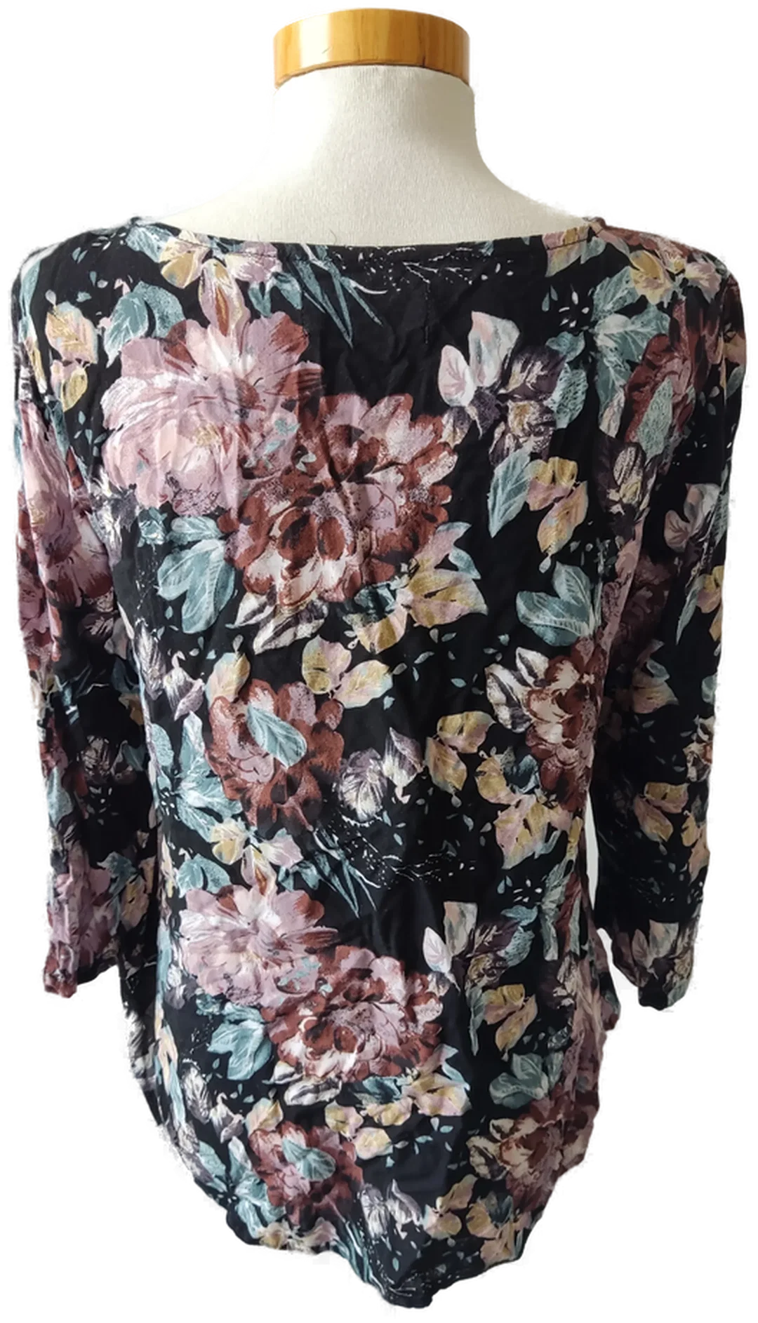 Jennifer Taylor Damen Langarmshirt, schwarz mit buntem Blumenmuster - Gr. 38 (M) – Bild 3