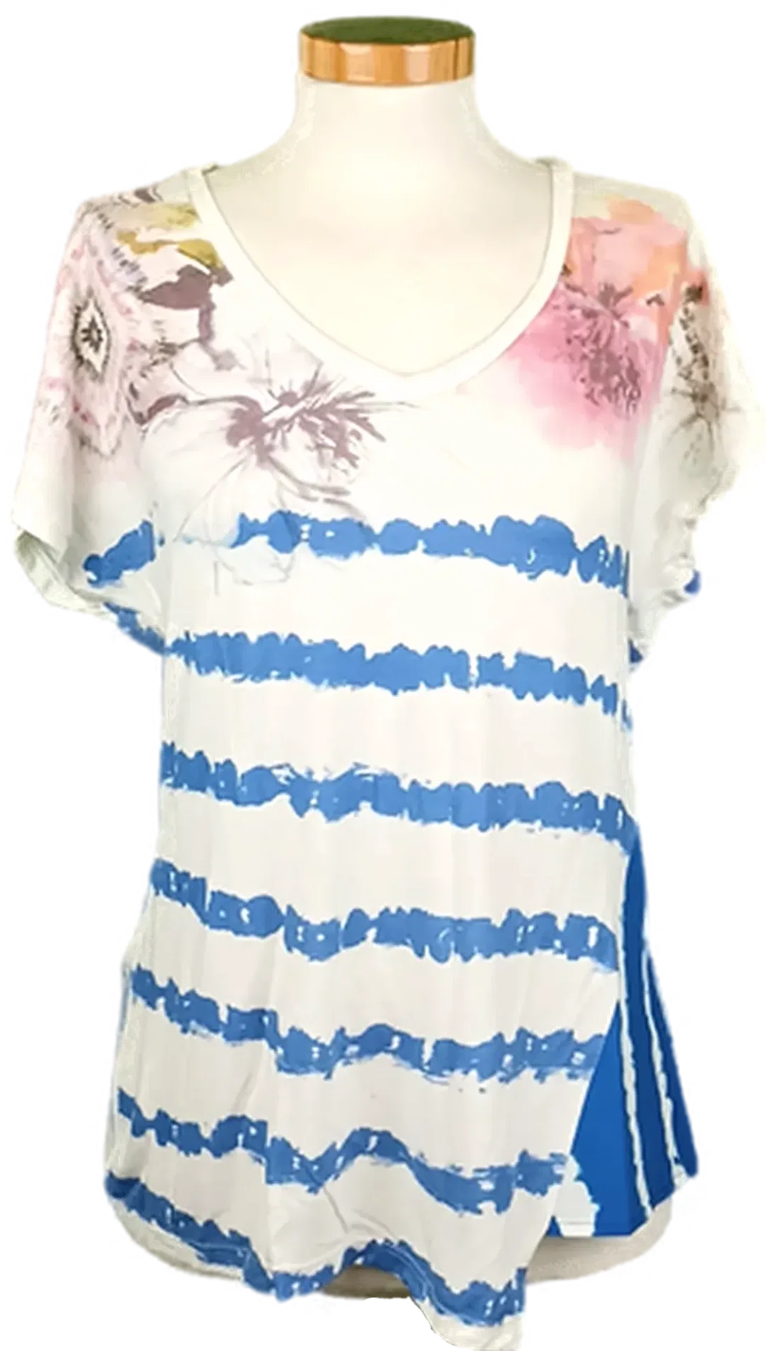 Desigual Damenshirt gemustert blau/weiß Gr. L – Bild 1