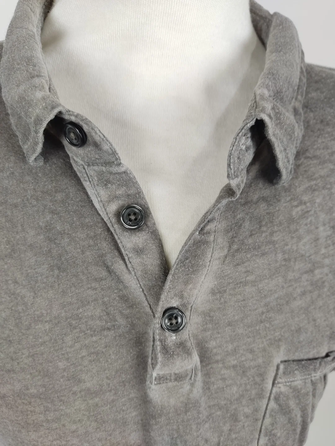 Polo Shirt "Burlington", kurzarm mit Kragen, grau mit Tasche, Größe M – Bild 2