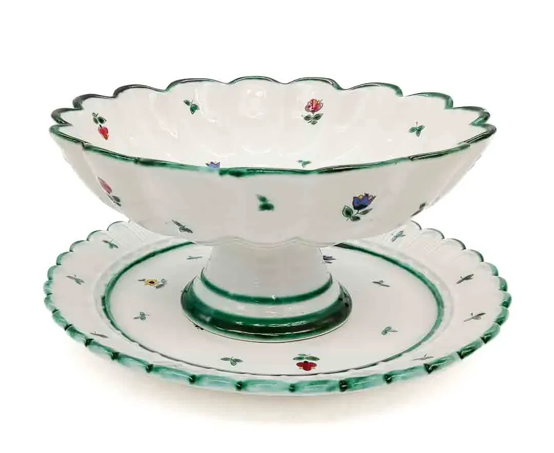 Gmundner Keramik Obstschale und Teller mit Streublumenmuster - Bild 1