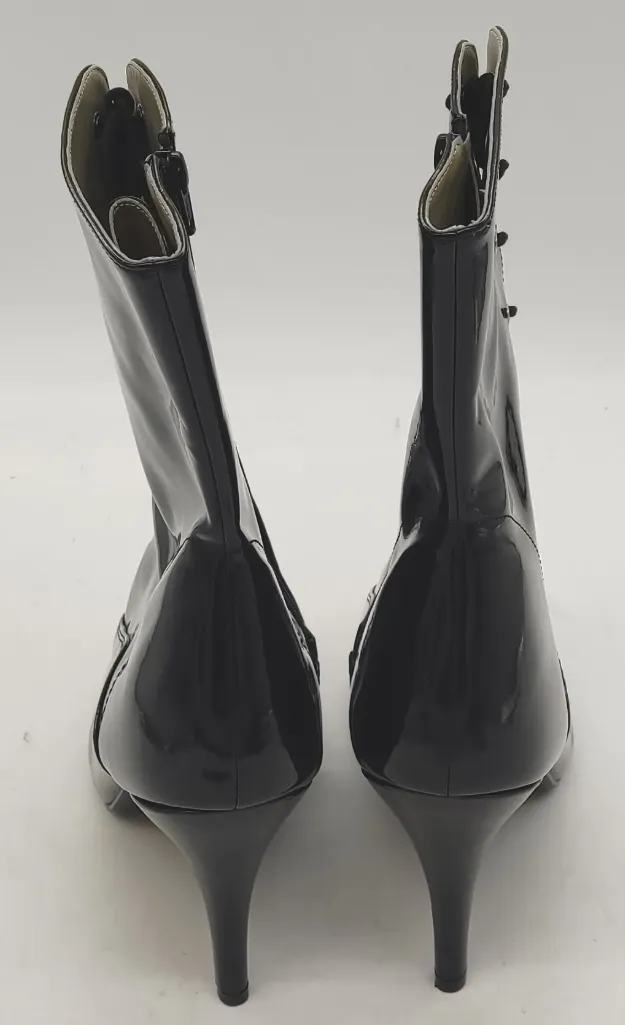 Stiefeletten High-Heels Lack schwarz mit Schnürung  Größe 49 – Bild 3