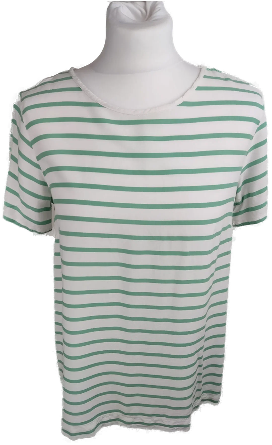 H&M Damen-Shirt aus Viskose, Grün-Weiß Gestreift | Sommerlook – Bild 1