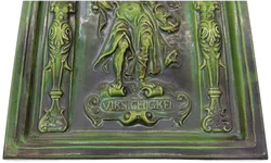 Wandrelief Bildplatte/Kachel (Virsichigkeit) grün/schwarz Fa. Sommerhuber Steyr mit Trageband - Bild 3