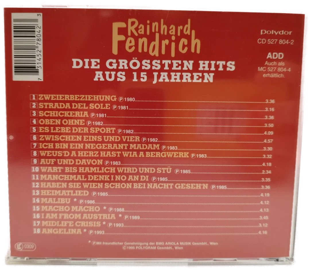 Die größten Hits aus 15 Jahren, Rainhard Fendrich - CD – Bild 2