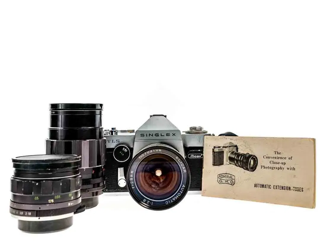 Ricoh Singlex TLS | SLR analoge Spiegelreflexkamera Kamera | Elicar 28mm f:2.8 - Bild 1