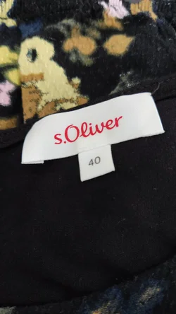 s.Oliver Damen Langarmshirt - schwarz mit gelben Blumenmuster - Gr. 40 - Bild 4