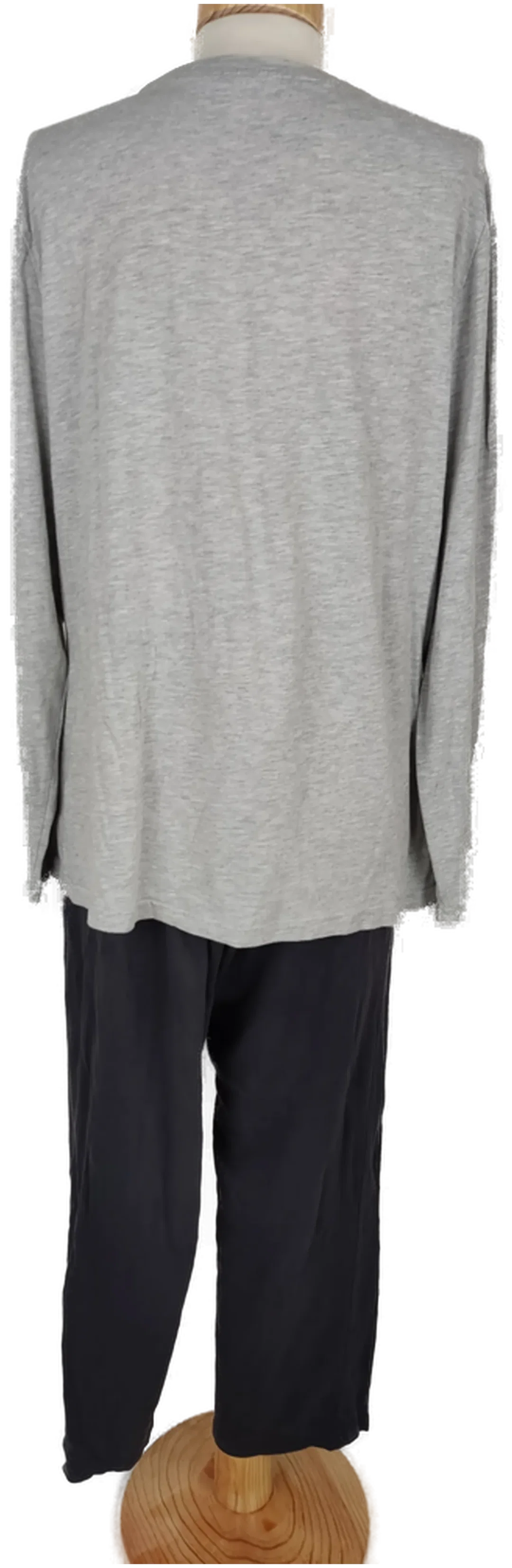 Pyjama "Lingerie", langarm mit Rundhalsausschnitt und Eisbärenbild, hellgrau/dunkelgrau, Größe XL – Bild 3