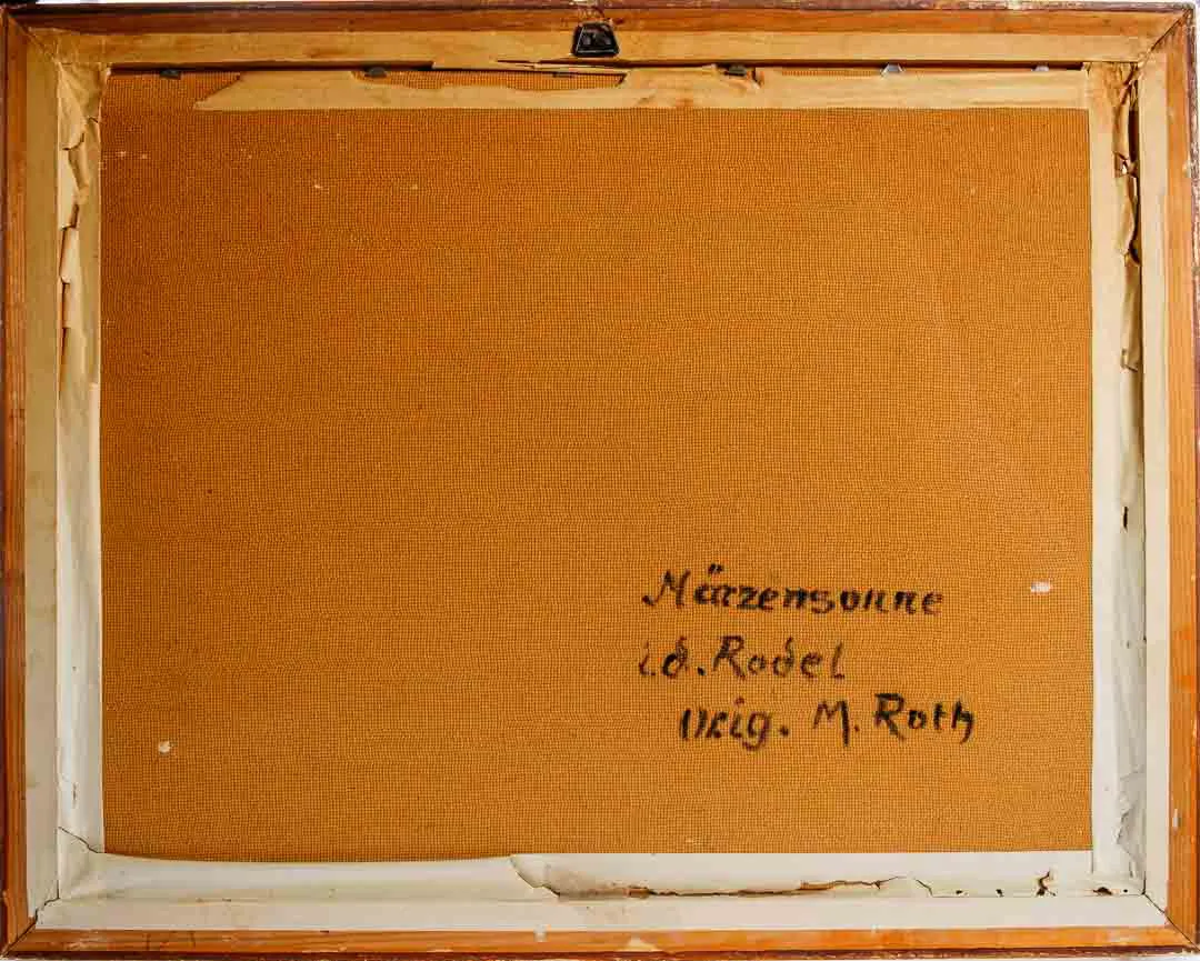 M. Roth: Märzensonne in der Rodel, Landschaftsgemälde 65×51 cm – Bild 3