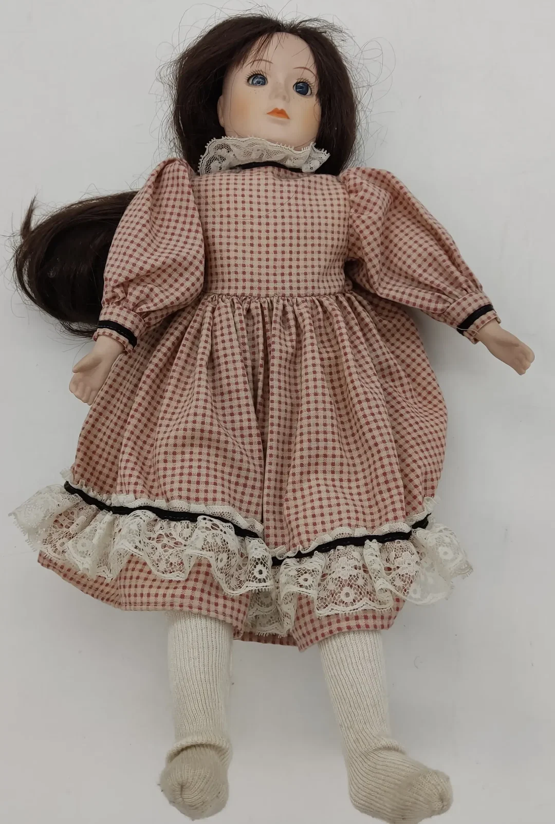Vintage Porzellanpuppe mit Stoffkörper ca 38cm – Bild 2