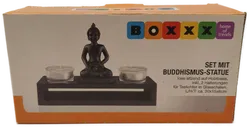 Buddha-Statue mit 2 Teelichtern, Set - Bild 2