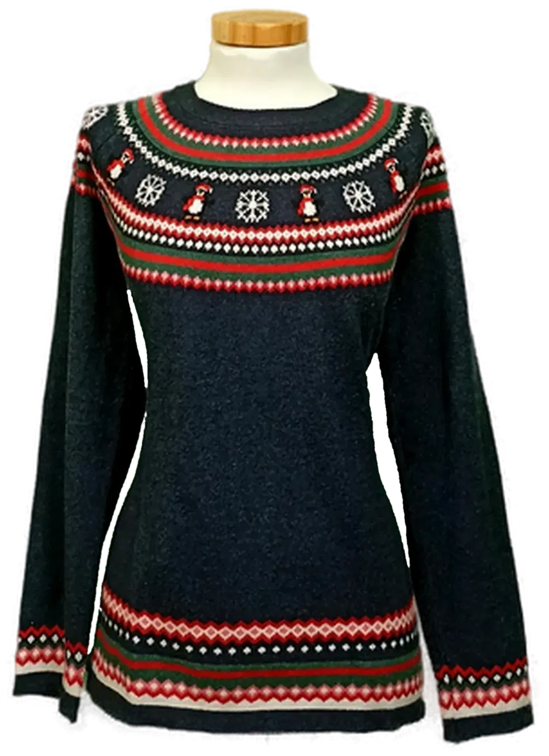 Famy Damen Weihnachtspullover dunkelblau gemustert Gr. M 38/40 - Bild 1