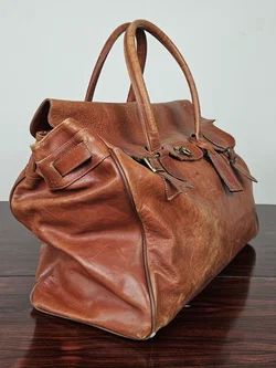 Texier Vintage Leder Reisetasche, braun  – Vorschau 2
