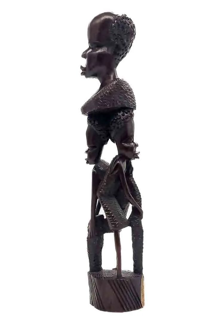 Afrikanische Ebenholzskulptur mit 3 Figuren, Höhe 30,5cm - Bild 4