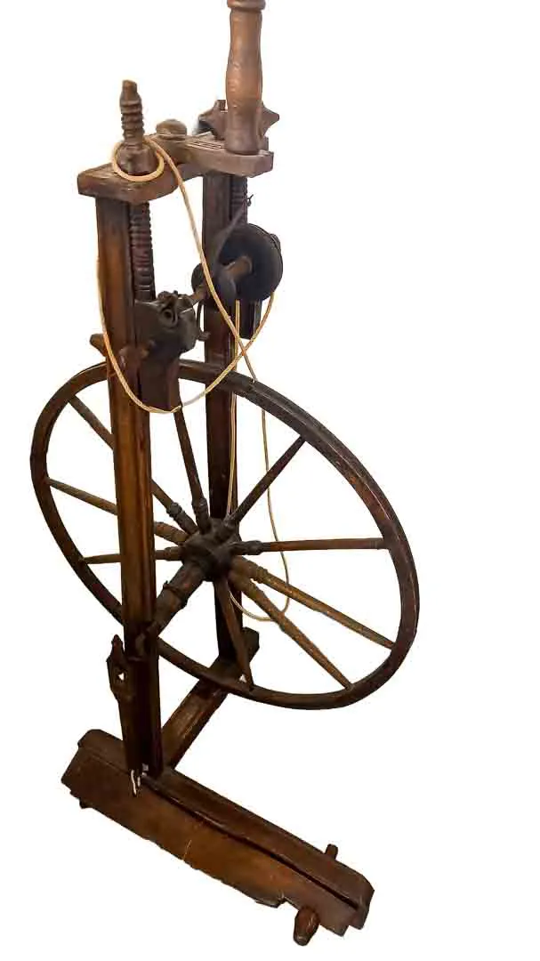 Vintage Antikes Bauern-Spinnrad aus Massivholz – Rustikales Deko-Highlight – Bild 4