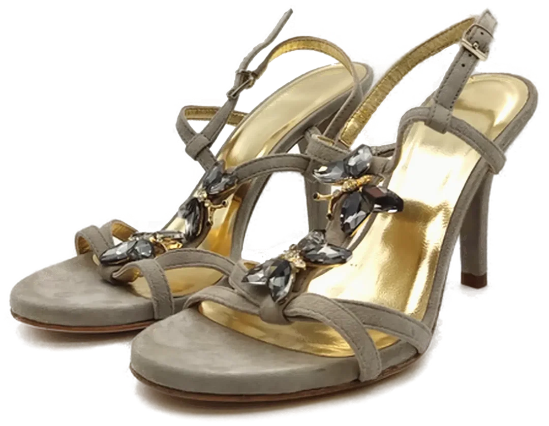 Damen Ziegenvelourleder Sandalen Grau Gr. 38 - Bild 4