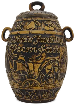 Old Tom's Jamaika Rumfass mit Deckel aus Keramik in braun-beige, Höhe 33cm - Bild 2