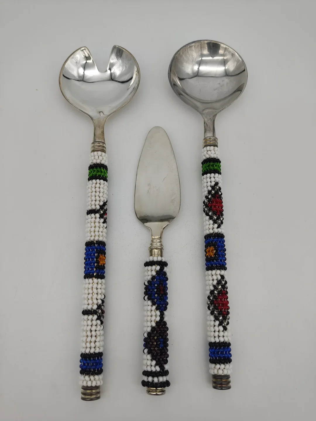 Afrikanisches Salatbesteck Versilbert | Handgearbeitet - Bild 1