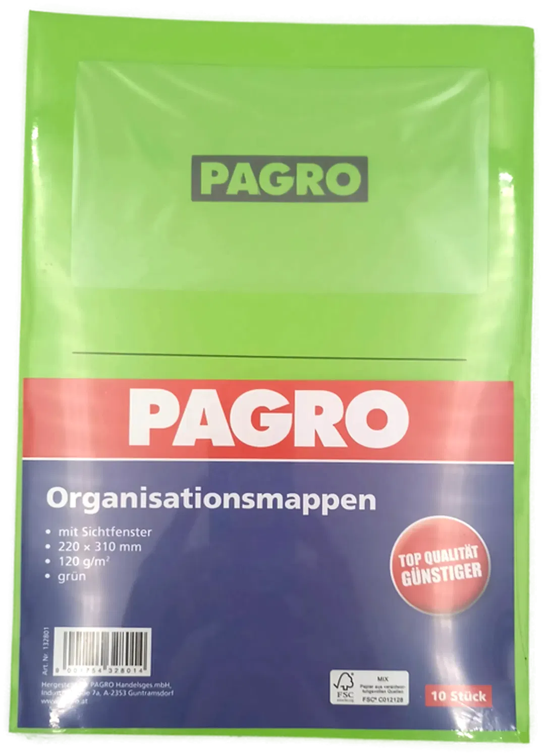 PAGRO Organisationsmappen mit Sichtfenster grün 10 Stk. A4 - Bild 1