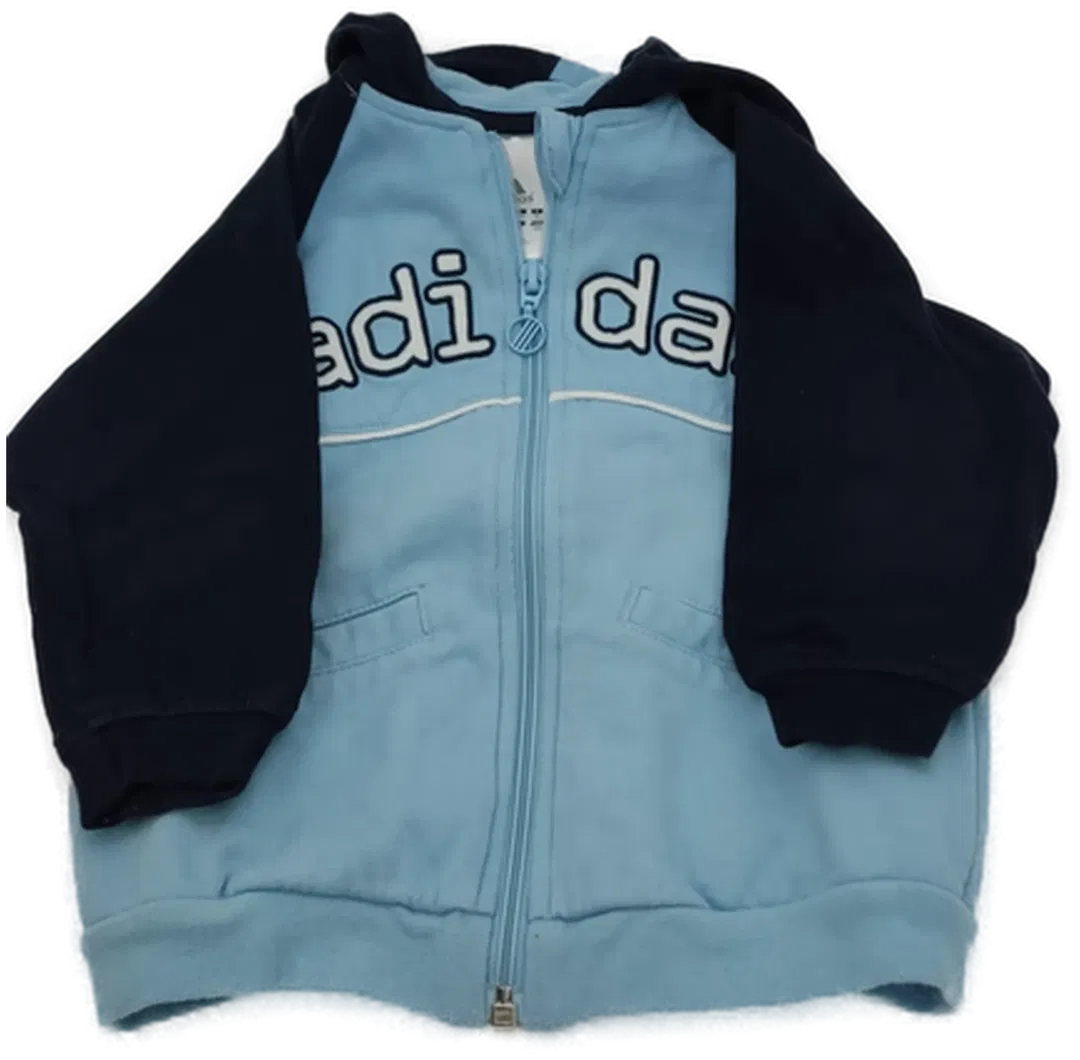 Adidas Kinder Sweater Jacke hellblau/dunkelblau Gr. 80 - Bild 1