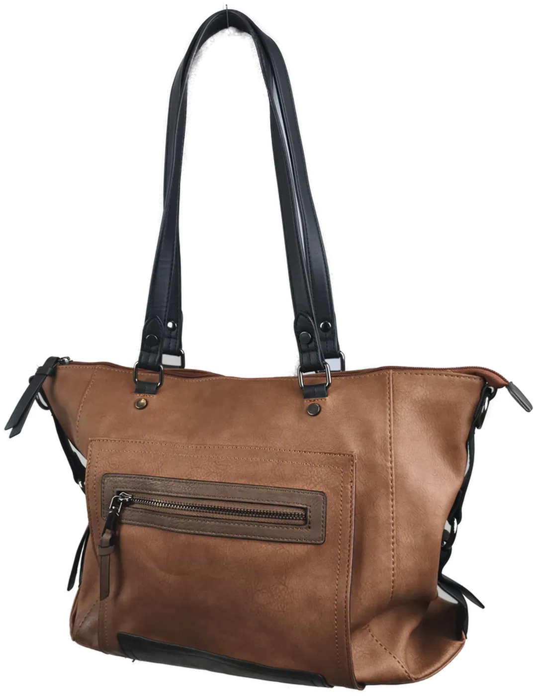 Henkeltasche, braun/schwarz, Kunstleder - Bild 4