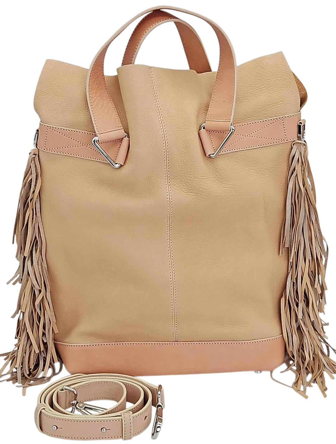 Max V. Koenig Damen Lederhandtasche mit Fransen, creme - Höhe ca. 37 cm  - Bild 1