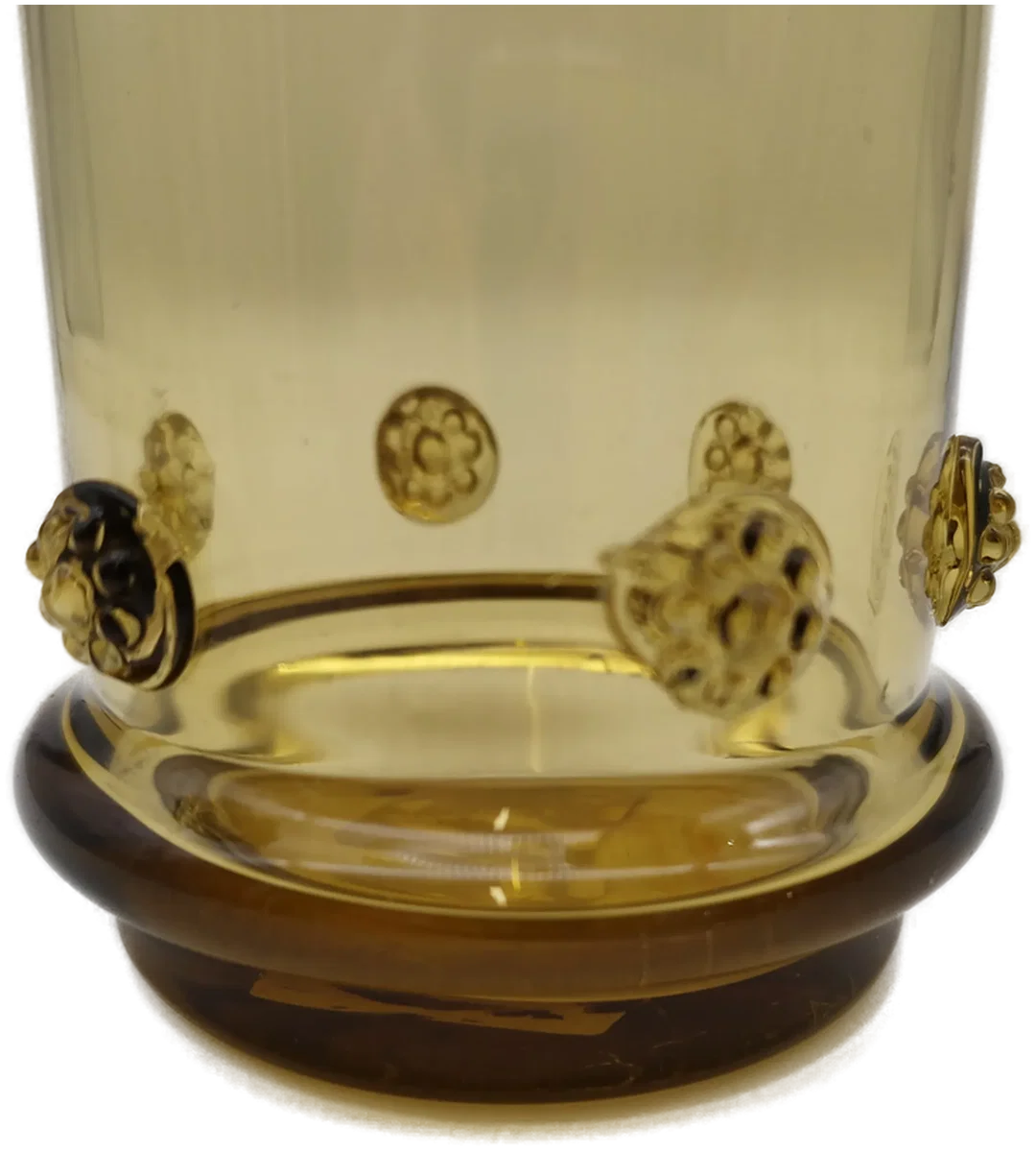 Theresienthal Glas mit Blümchen - olivgrün-gelblich – Bild 3