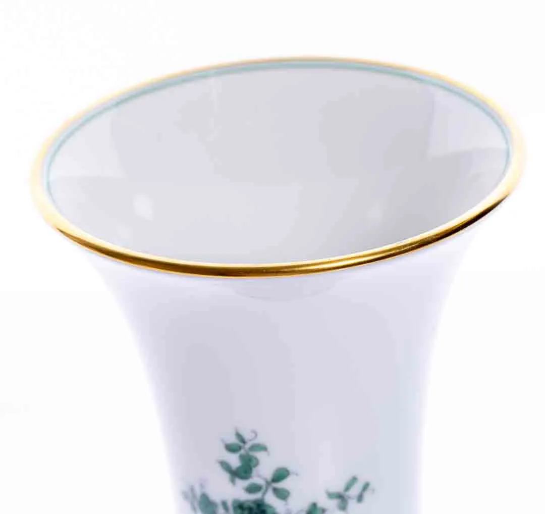Augarten Porzellan Vase weiß/grün mit Goldrand Höhe ca 15,5cm – Bild 2