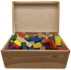 Bauklötze Holz, Bausteine gemischt - mit Holzkiste - Bild 2
