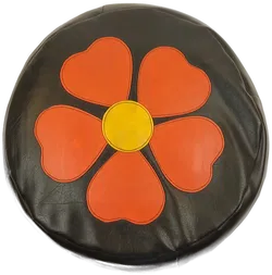 Vintage Kleiner Schwarzer Pouf/Sitzsack mit Blumenmotiv - Bild 2