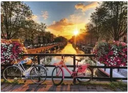 Ravensburger Puzzle 1000 Teile – Amsterdam-Kanal bei Sonnenuntergang, Fahrräder auf Brücke  - Bild 2