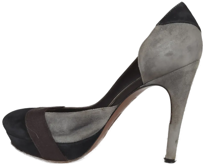 Hugo Boss Damen High Heels Veloursleder, grau/schwarz - Gr. EU 39 – Bild 3