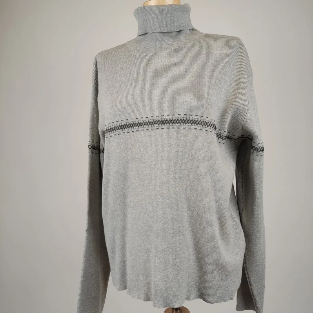 Eddi Bauer since 1920 Rollkragenpullover grau mit Streifenmuster  Unise - L/40 - Bild 1