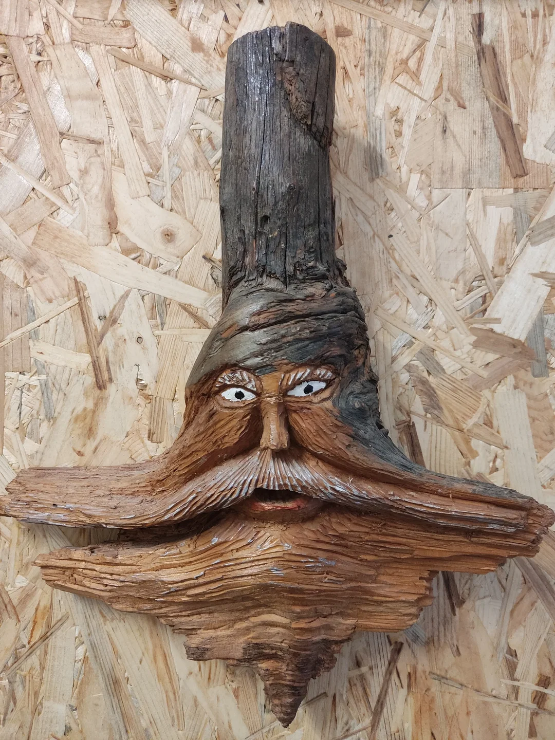 Waldgeist Wandfigur Holz 36 cm | Handgeschnitztes Unikat - Bild 1