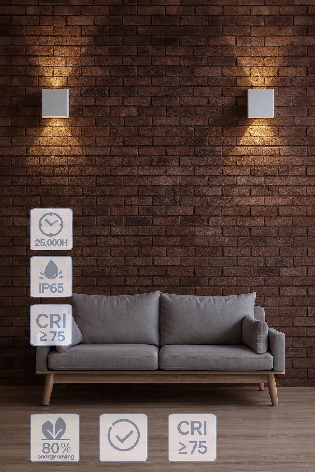 SOBROVO LED Wandleuchte 12W – Modell BE-BD-002 – Up & Down Light – IP65 – 2er Pack – Weiß - Bild 4