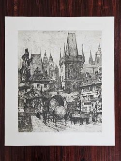 Karlsbrücke Prag - Luigi Kasimir - Radierung  - Bild 1