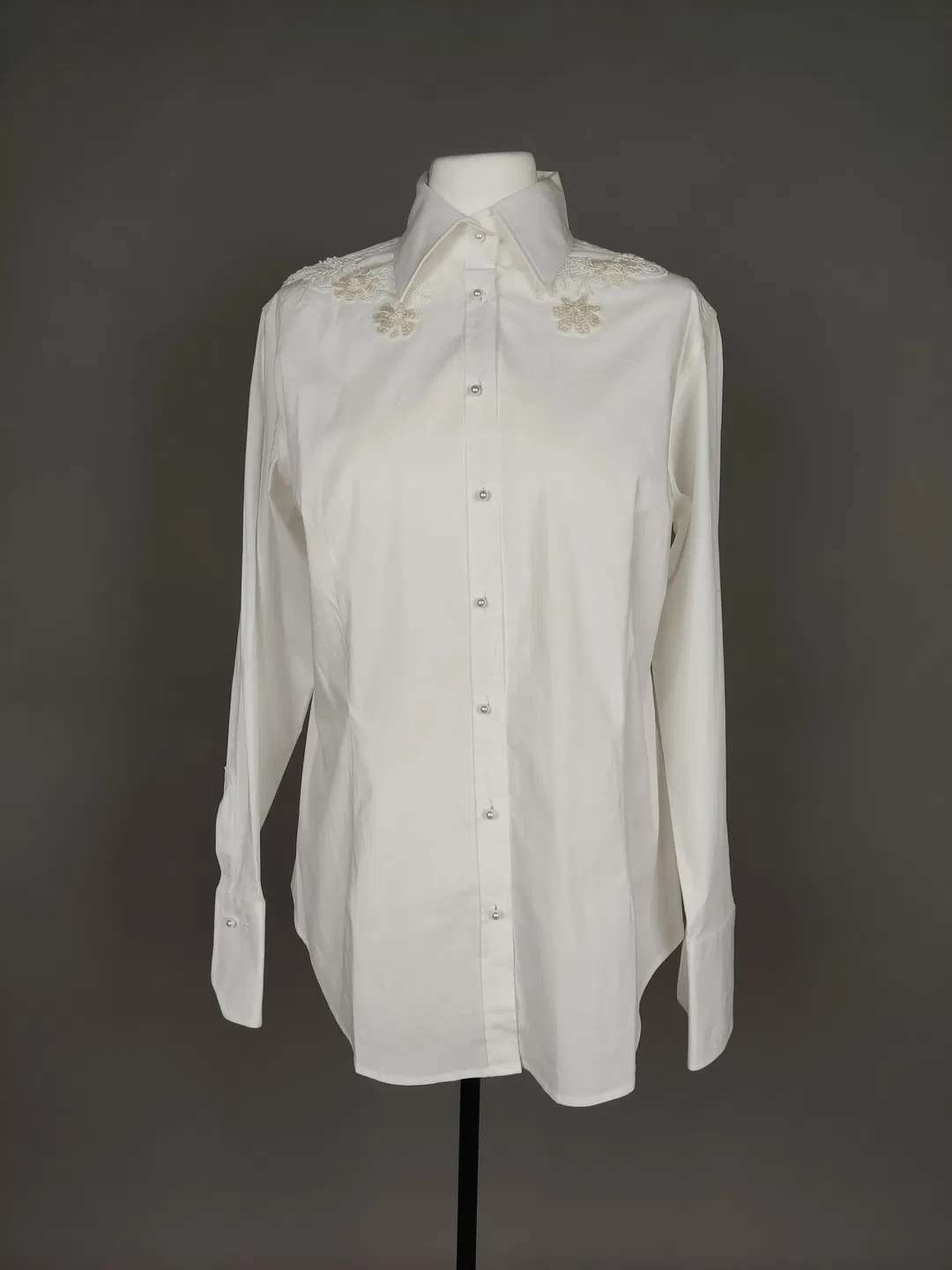 van Laack Damen Bluse weiß bestickt - L / 40 - Bild 4