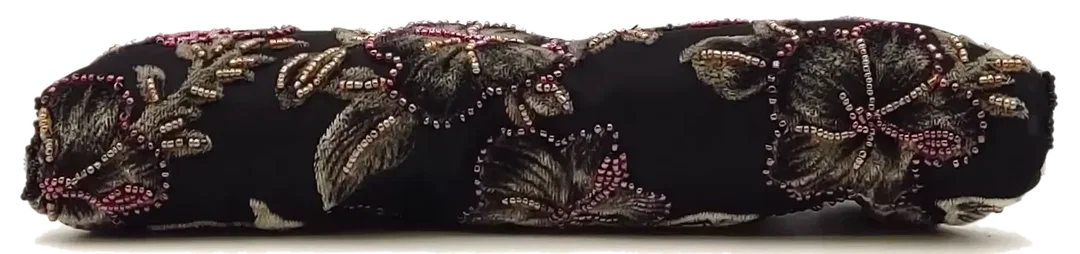 Vintagetasche schwarz florale Pailletten und Perlenstickerrei – Bild 4