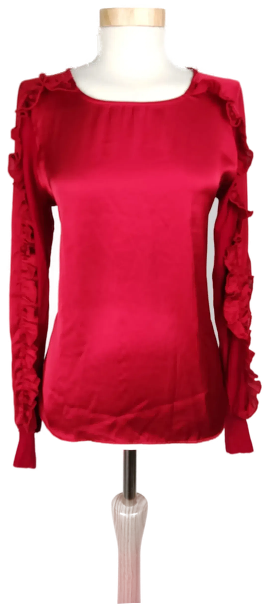 Zara Damen Bluse rot mit Rüschen am Ärmel - M/38 - Bild 1