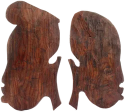 Afrikanische Holzmaske Paar – Handgeschnitzte Wanddeko – ca. 29 cm - Bild 2