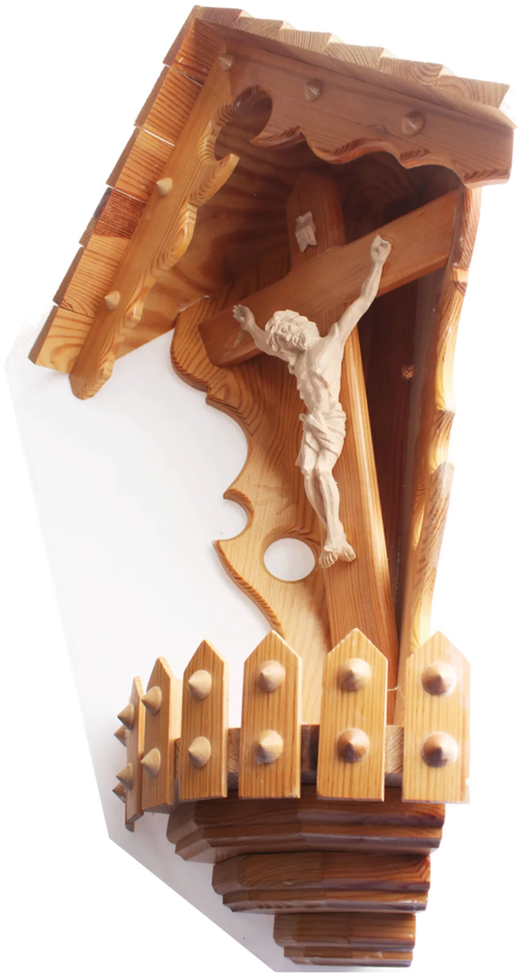Herrgottswinkel aus Holz – Kruzifix mit Jesusfigur – handgeschnitzt – ca. 56 cm – religiös – Bild 3