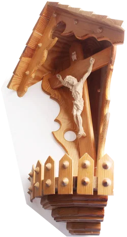 Herrgottswinkel aus Holz – Kruzifix mit Jesusfigur – handgeschnitzt – ca. 56 cm – religiös - Bild 3