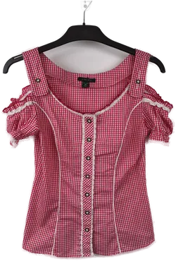 Trachtenbluse, kariert, Gr. XS - Bild 1